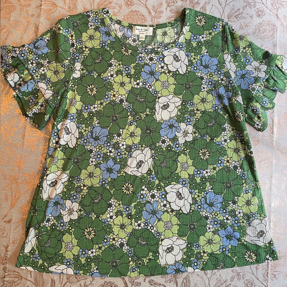 Retro Flower Print Top